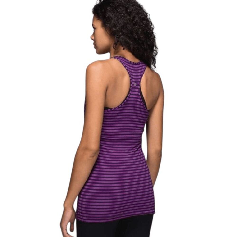 LULULEMON ATHLETICA Cool Racerback Tank Double Trouble Stripe Ultra Violet Black